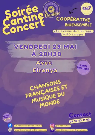 Soirée Cantine Concert avec Eirenya