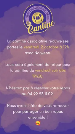 Réouverture de la cantine associative BioEnsemble
